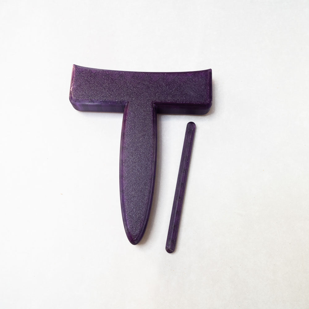 3d-printed yarn plying tool dark purple