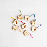 8 wooden knitting and crochet stitch markers with rainbow bulb pins