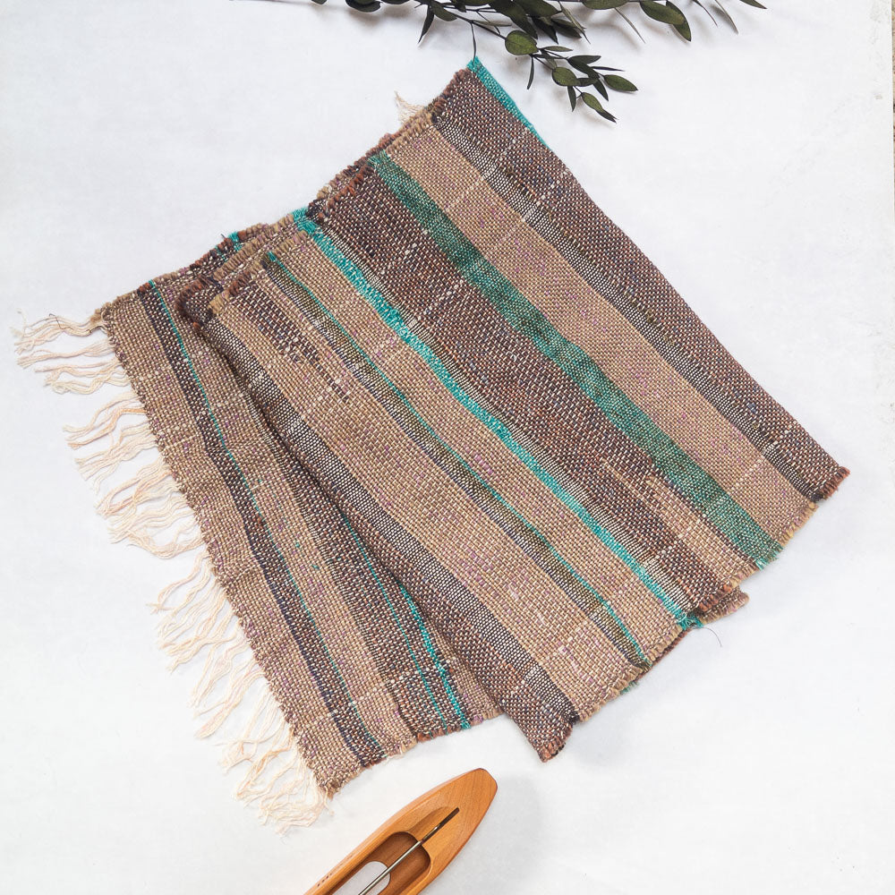 Handwoven Scarf (Lilac/turquoise/taupe) - Made in the UK by Cat & Sparrow